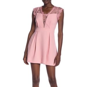 Champagne pink formal lace dress